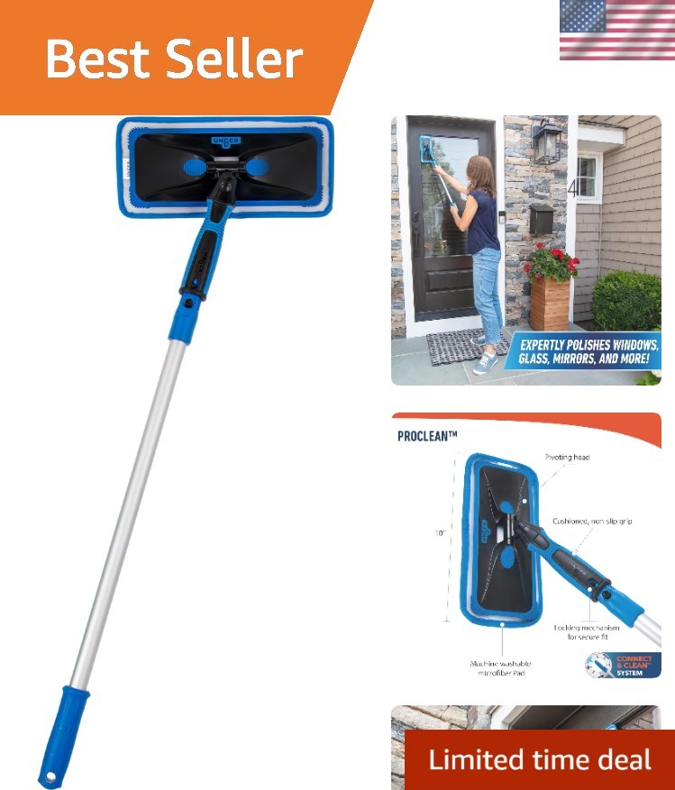 Professional ProClean Indoor Window Cleaning Kit with 2’ Pole, Washing Tool w...