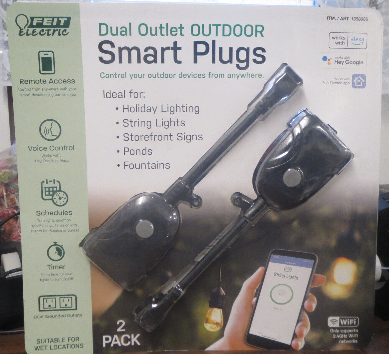 Feit Electric Outdoor Smart Wi-Fi Dual Outlet Wall Plug SEALED