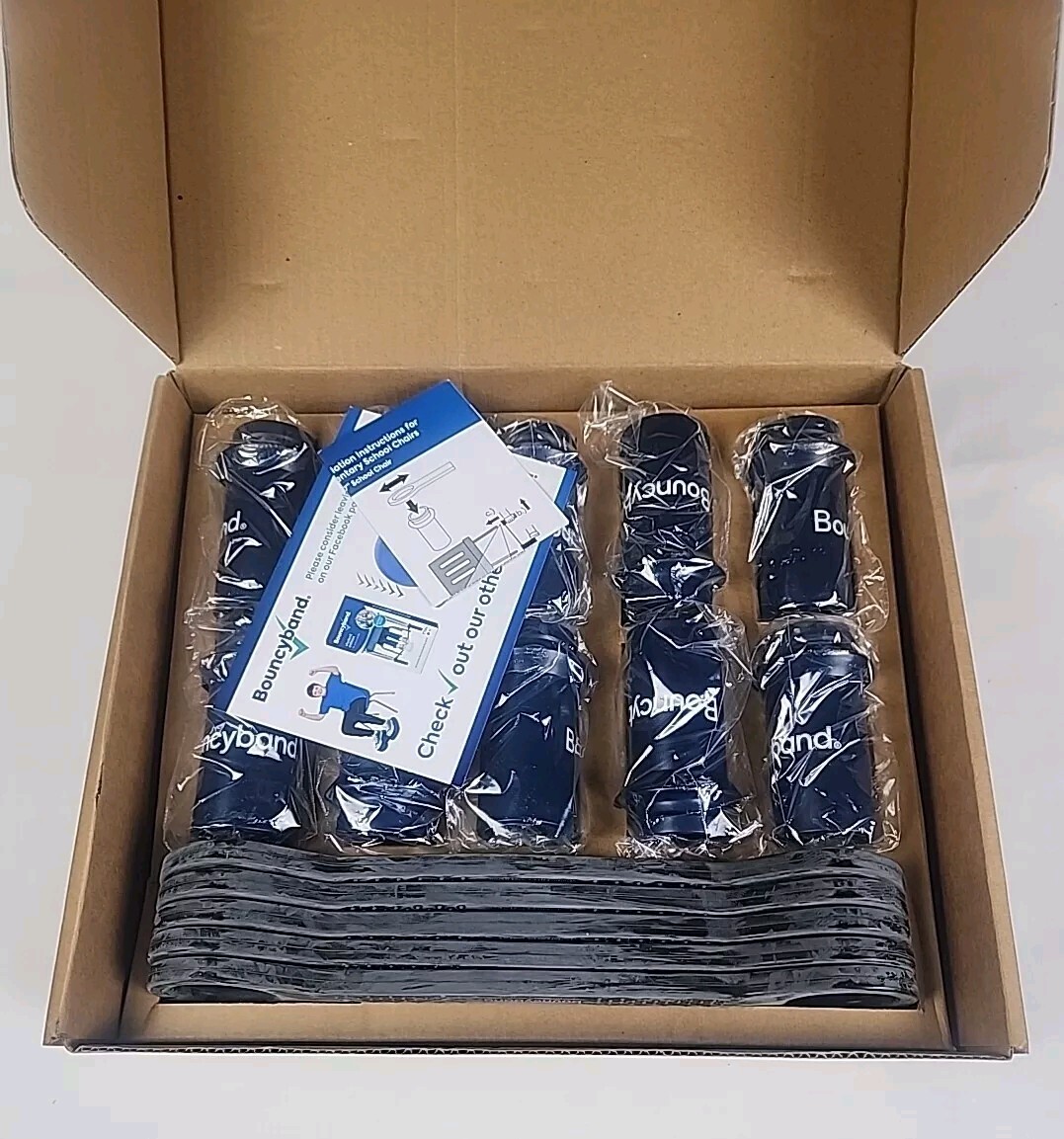 Bouncyband Original Bouncy Bands for Elementary School Chairs Blue Pack Of 10