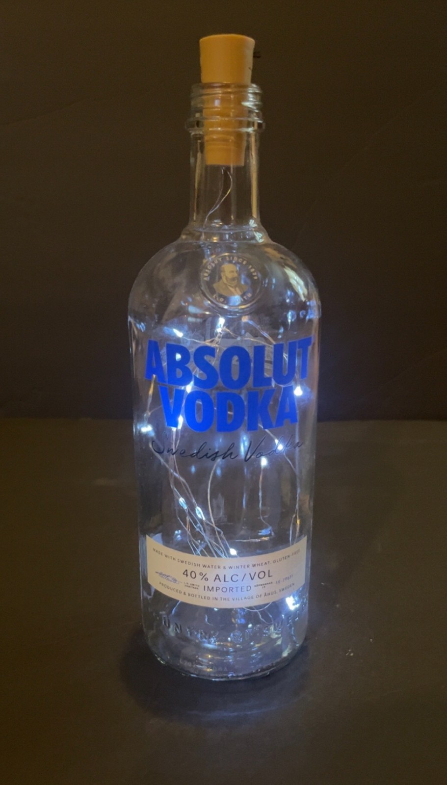 Absolut Vodka Swedish Cork Light Bottle Lamp