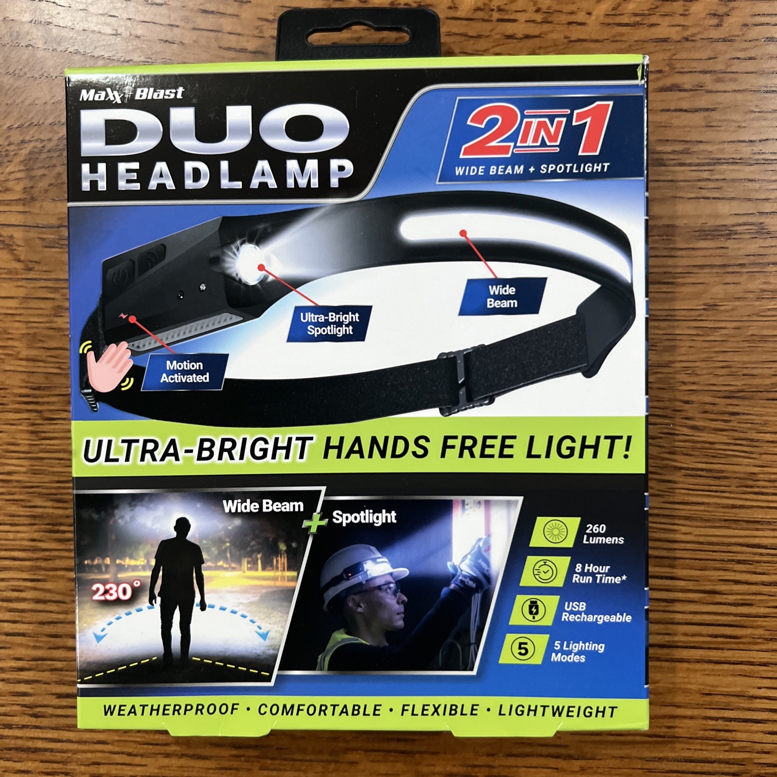 Ultra Bright HEADLAMP DUO 2 IN 1 Wide Beam + Spotlight 2xMaxx Blast Rechargeable