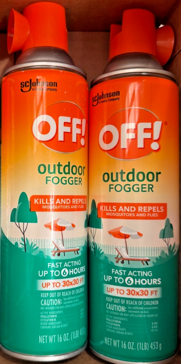 OFF! Outdoor Fogger Backyard Pretreat Repels Mosquitoes and Flies- 2 Pack Lot of