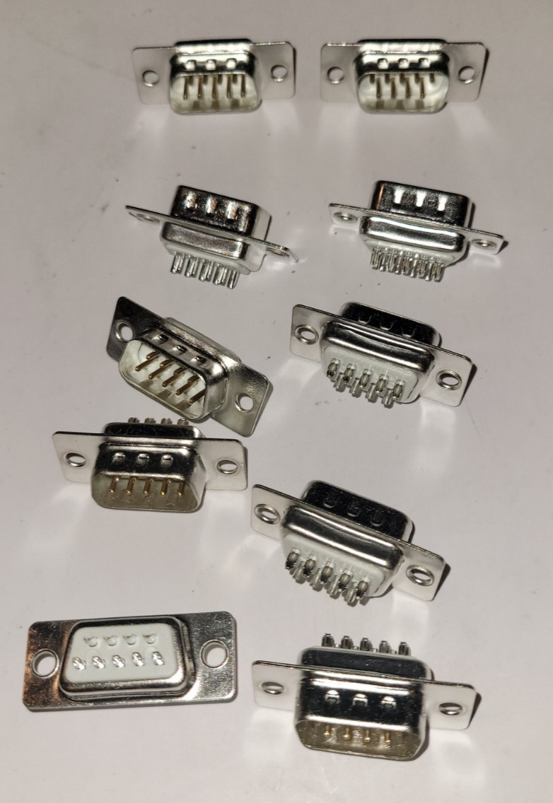 New Lot of 10 DB9 D-SUB 9 PIN MALE SOLDER CUP CONNECTOR ******SHIPS FROM USA****
