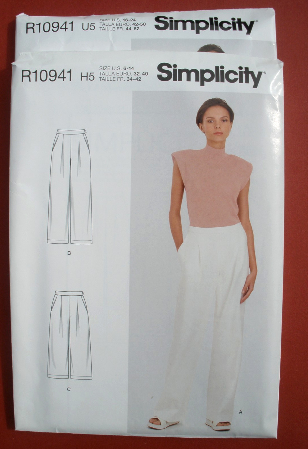 Simplicity R10941 9235 Pleated Pants w Waistband, Slash Pocket  sz 6-14 or 16-24