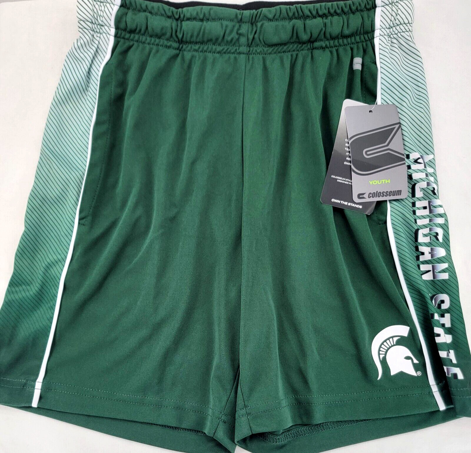NEW Michigan State Spartans Green Colosseum Basketball Shorts Youth M 12-14