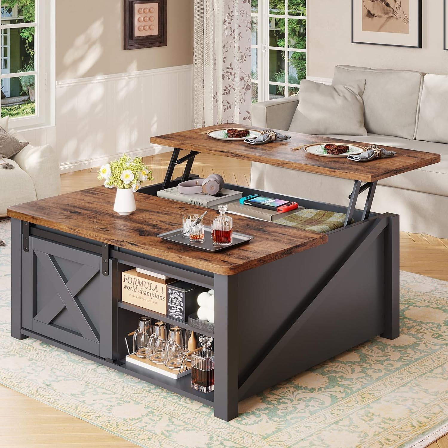 31.5" Lift Top Coffee Table with Storage Square Coffee Tables for Living Room