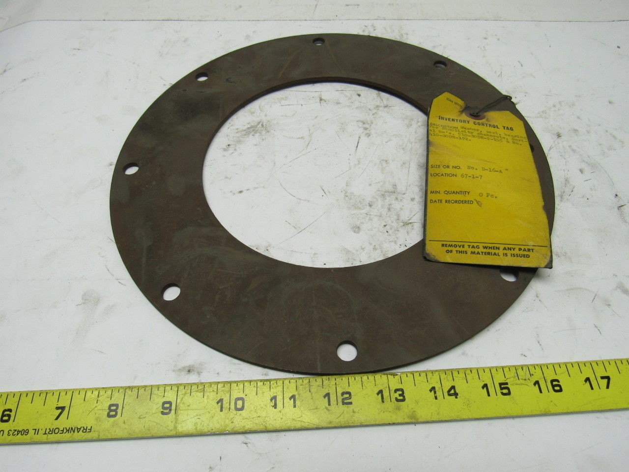 Simplicity D-16-A Shakeout bearing seal washer 6-5/8" ID X 11-1/4" OD