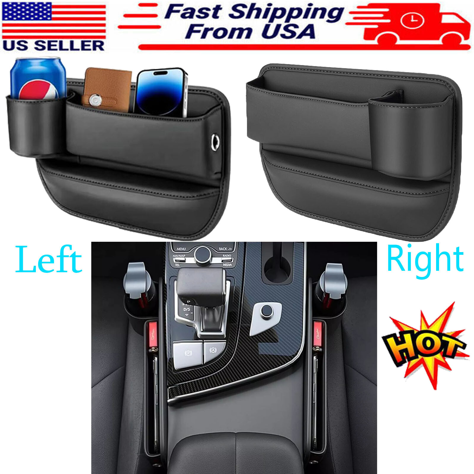 Cup Holder Gap Bag For Car Driver Leather Cup Holder Gap Bag Car Holder Gap Bag