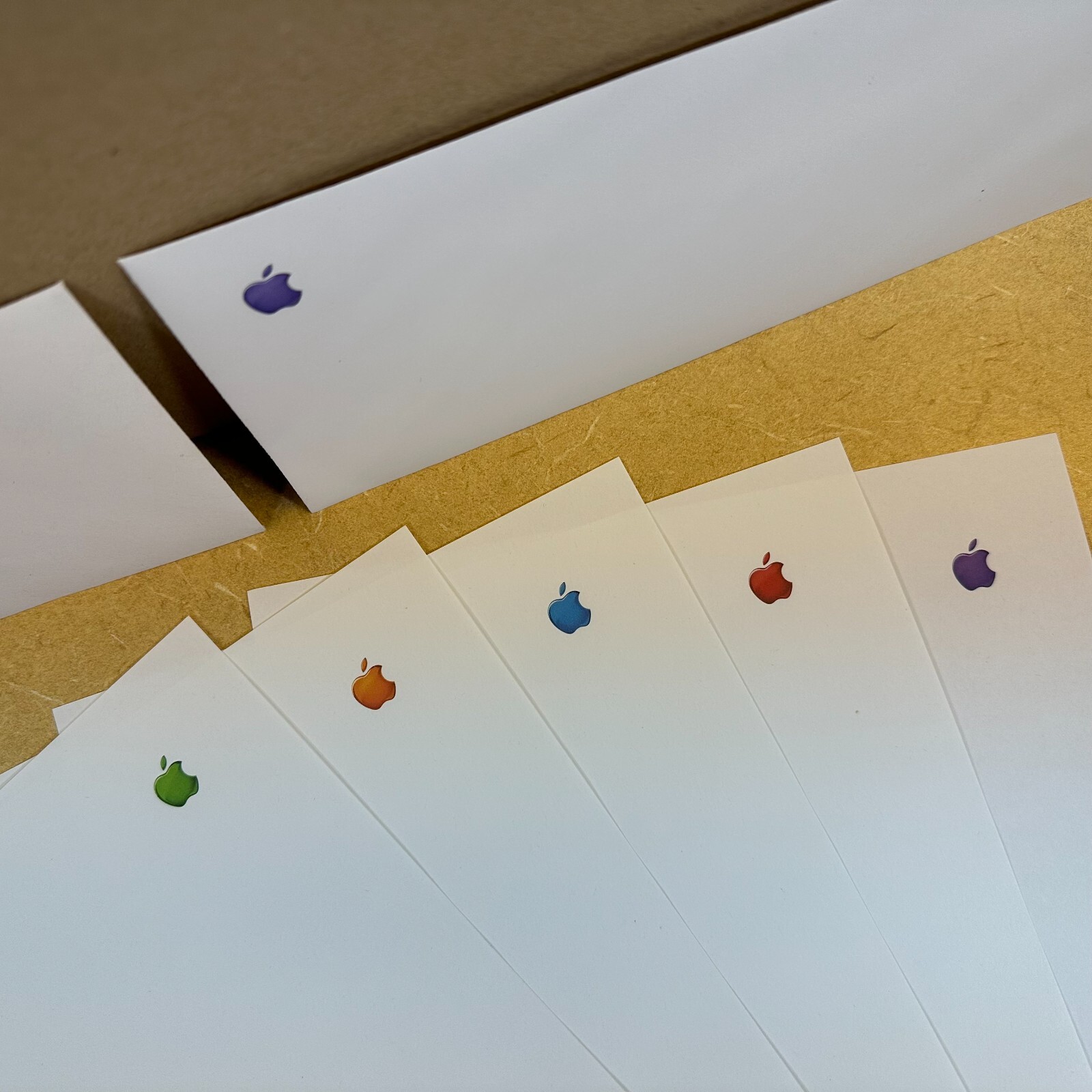 LOT of 5 Apple Stationary + 2 Apple Envelopes with colorful Apple Logo RARE