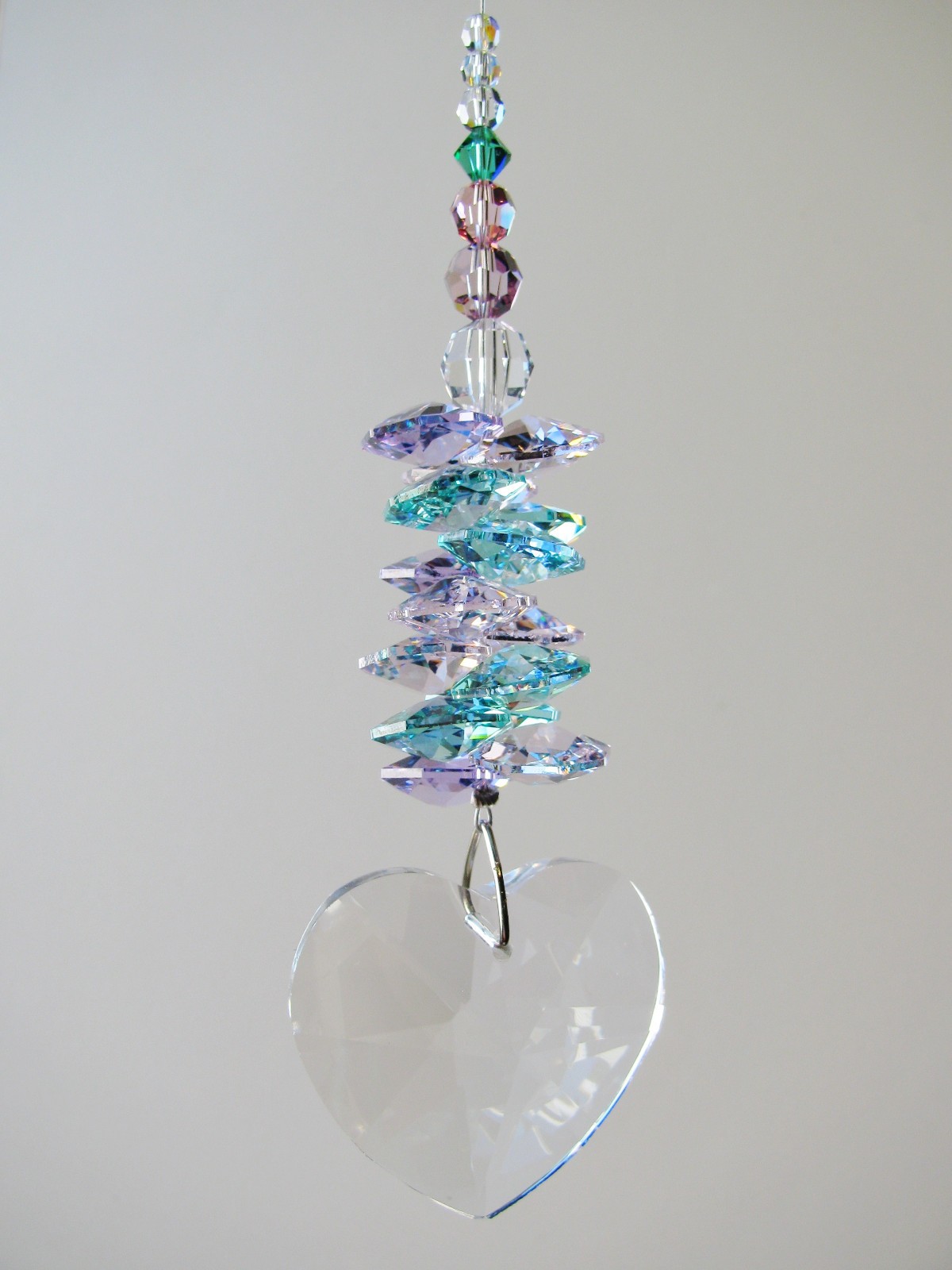40mm Heart Suncatcher with the addition of Swarovski Crystals - COLOUR CHOICE