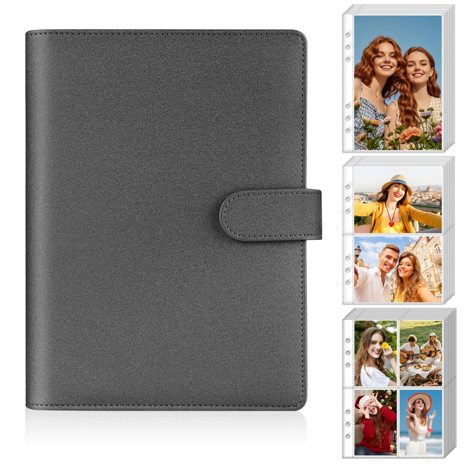 Antner A5 Kpop Photocard 8.27 x 5.83 inches, 120 capacity, Glitter Black