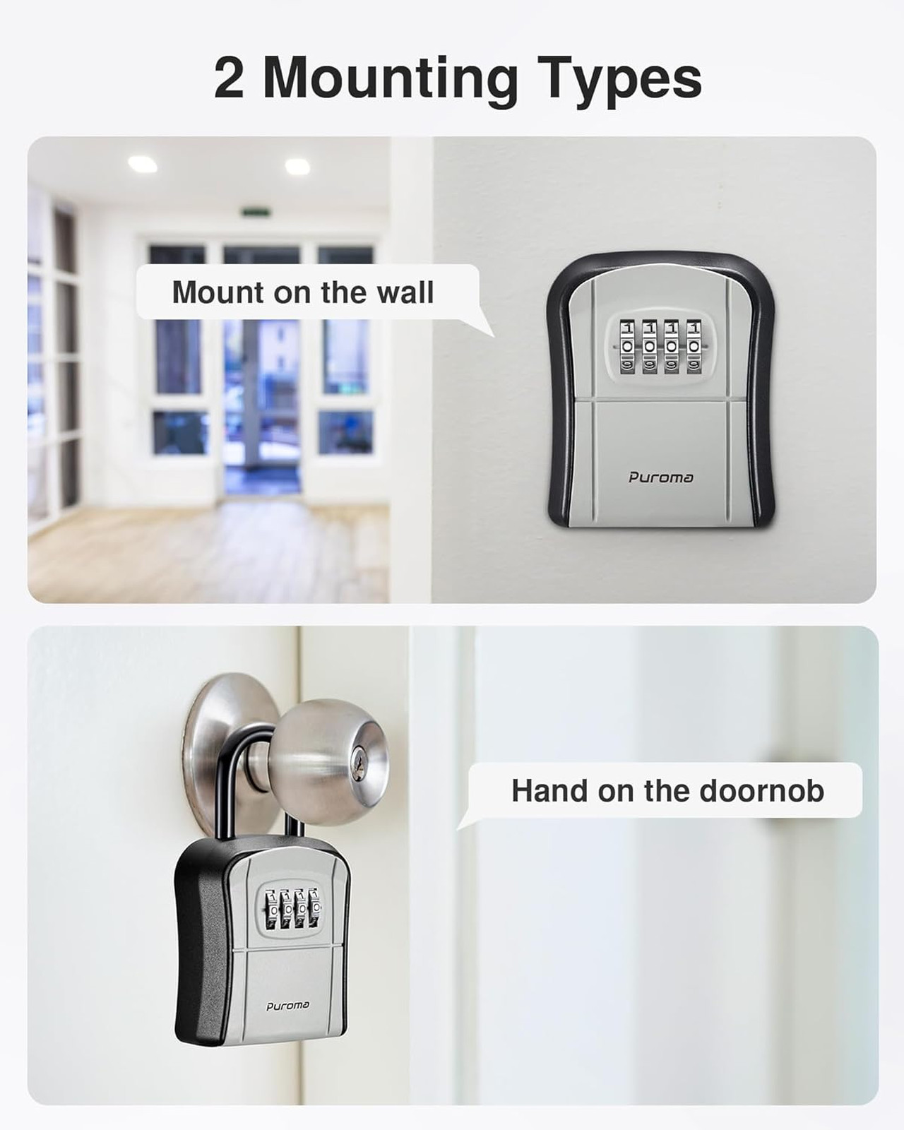 Key Lock Box Portable Combination Wall-Mounted Secure Key Storage Box for Home