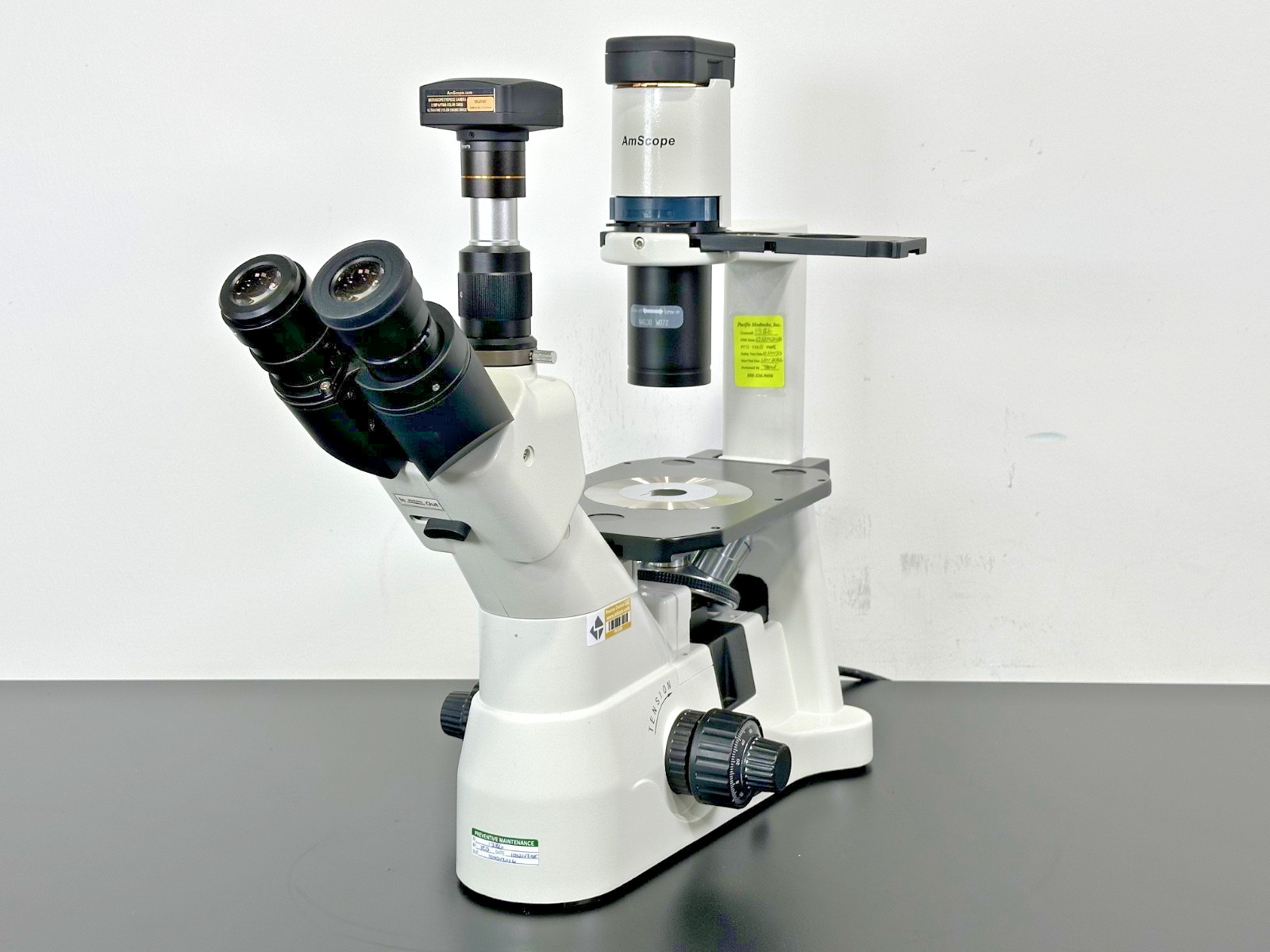 AmScope Inverted Microscope w/ MU300 Camera – Powers On – FOR PARTS / REPAIR