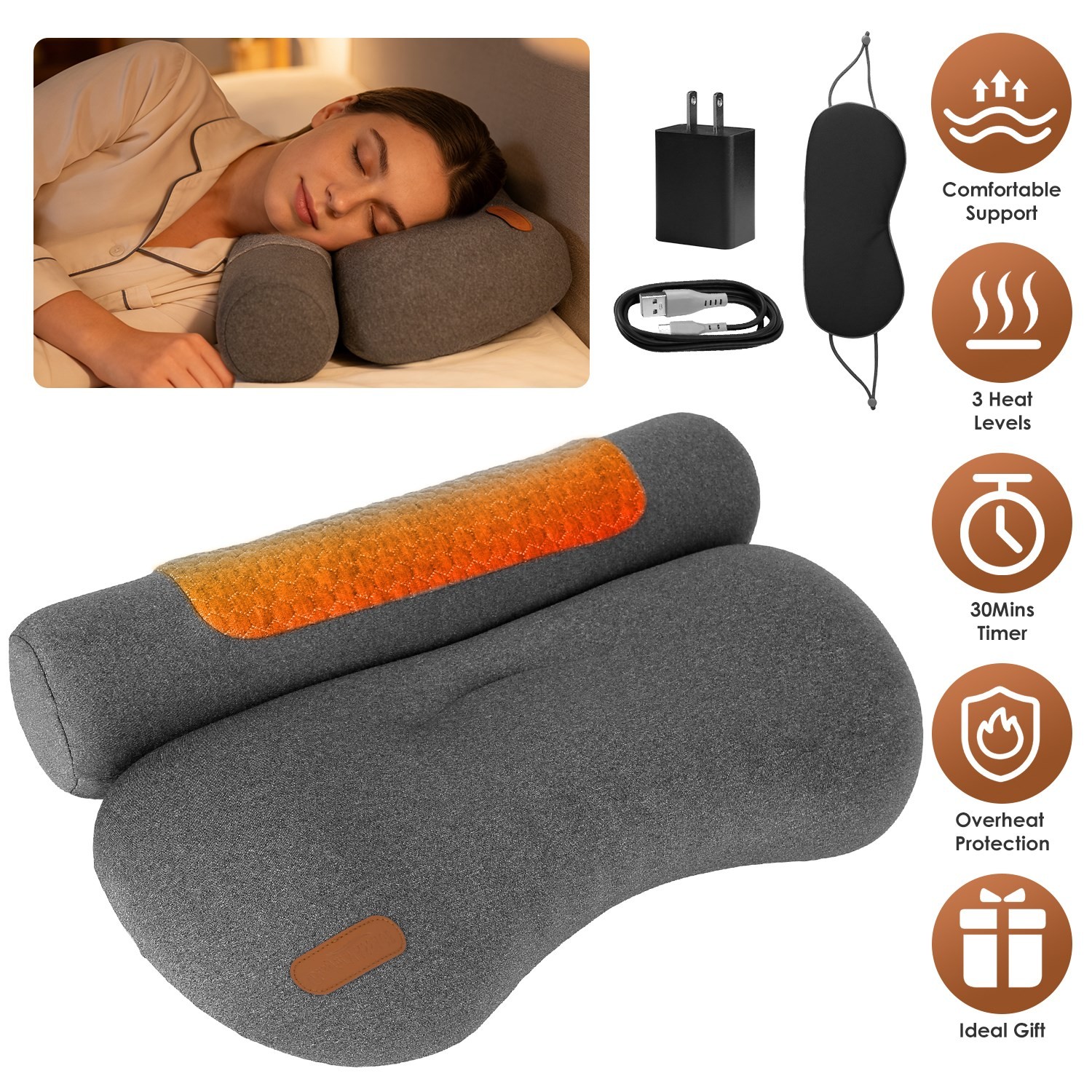 Neck Pillow USB Heated Neck Pillow Bed Pillow Neck Massager Home Heated Massager