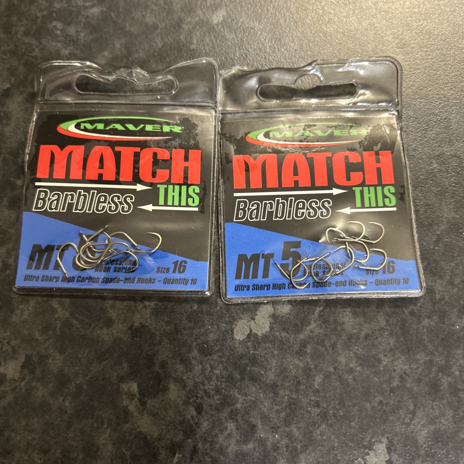 Maver Match This MT5 Barbless Spade Size 16 Hooks 2x Pks