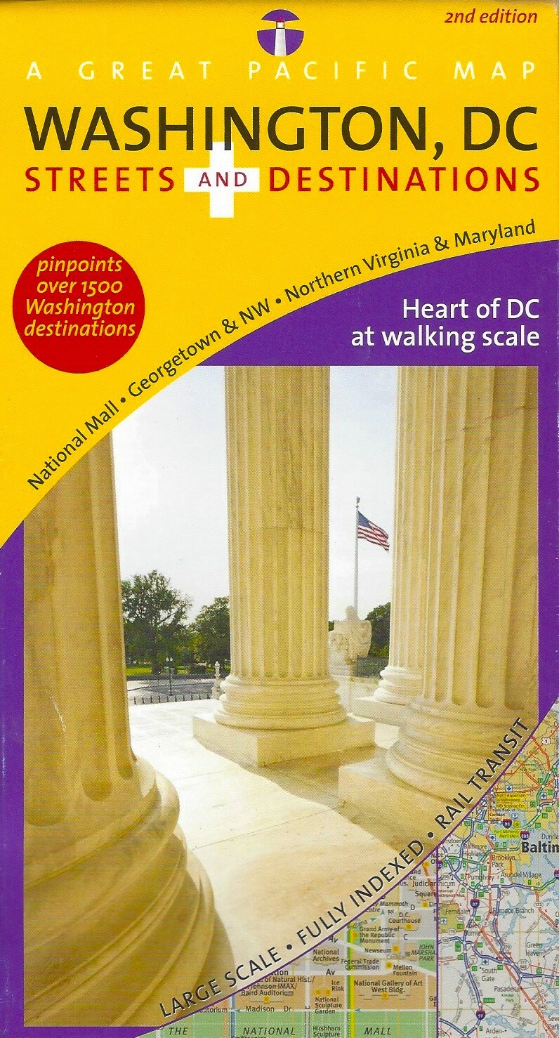 Washington D.C. Streets & Destinations Map & Guide  by Great Pacific Mapping Co