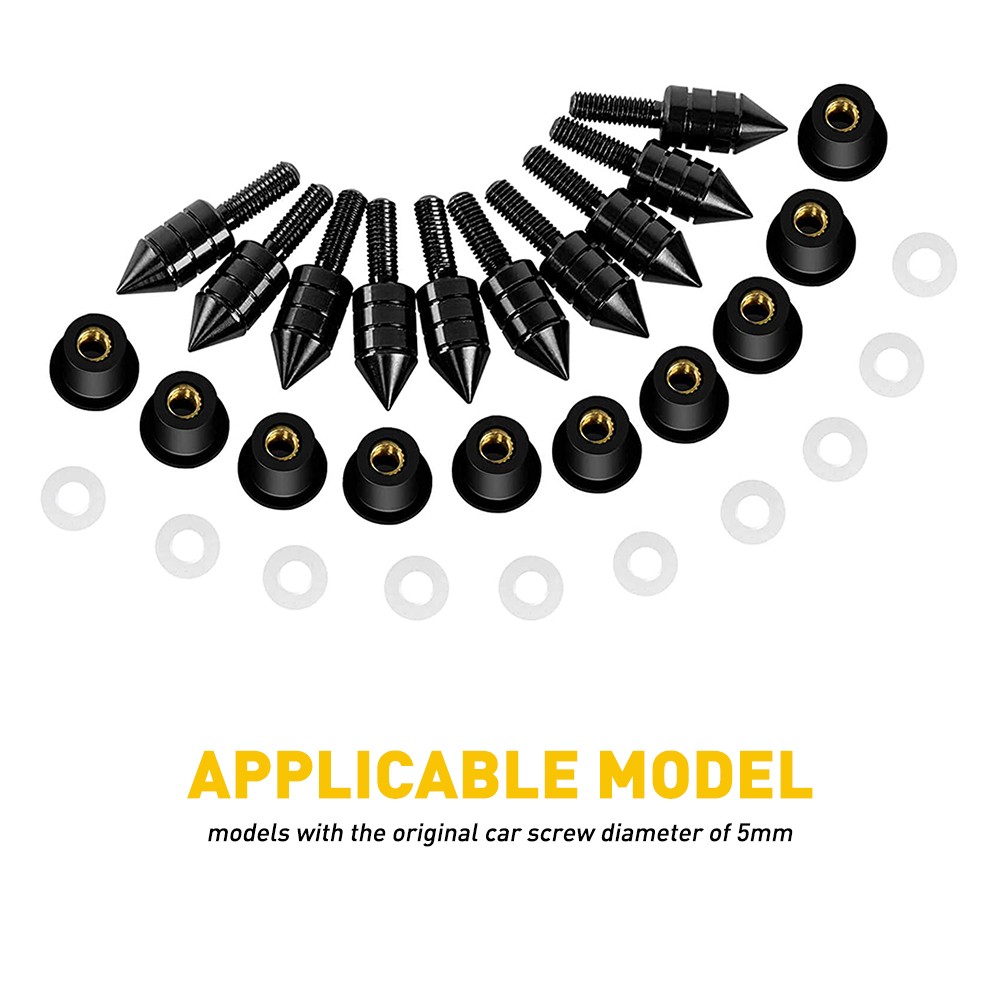 10PCS Windshield Screws Aluminum Spike Motorcycle Windscreen Bolts Kit Black