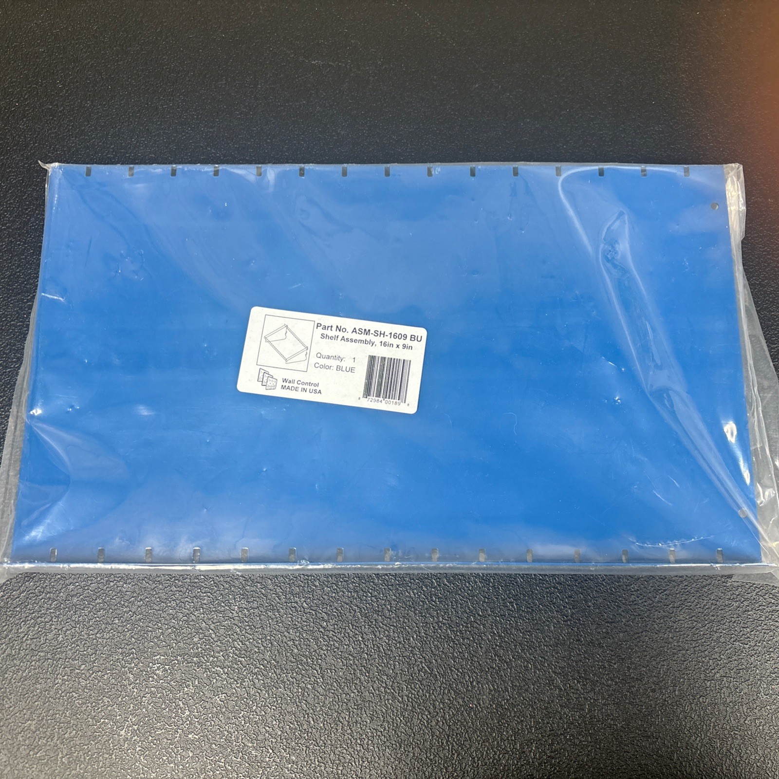 Wall Control Shelf Assembly Blue Finish Deep Pegboard 16" x 9" ASM-SH-1609