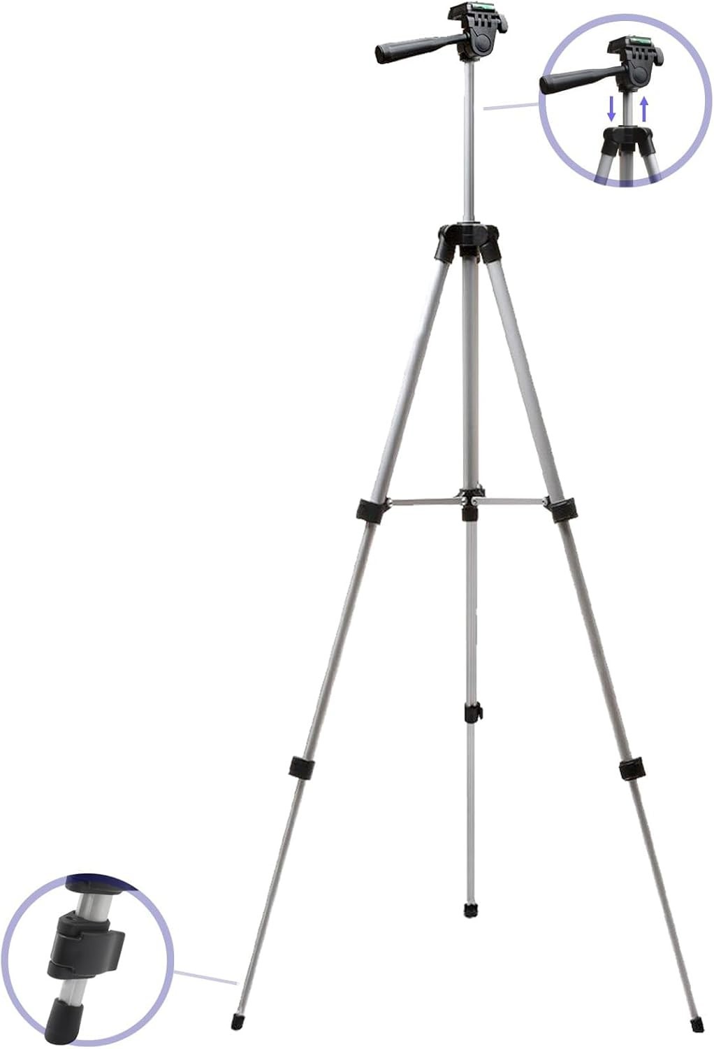Adjustable 50-Inch Tripod for Smooth Pan & Tilt, Ideal for Content Creation