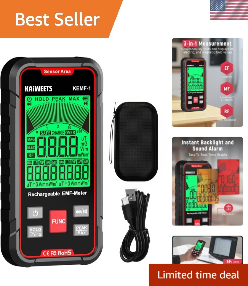 Compact EMF Radiation Detector with Real-Time Monitoring & Peak Memory Feature