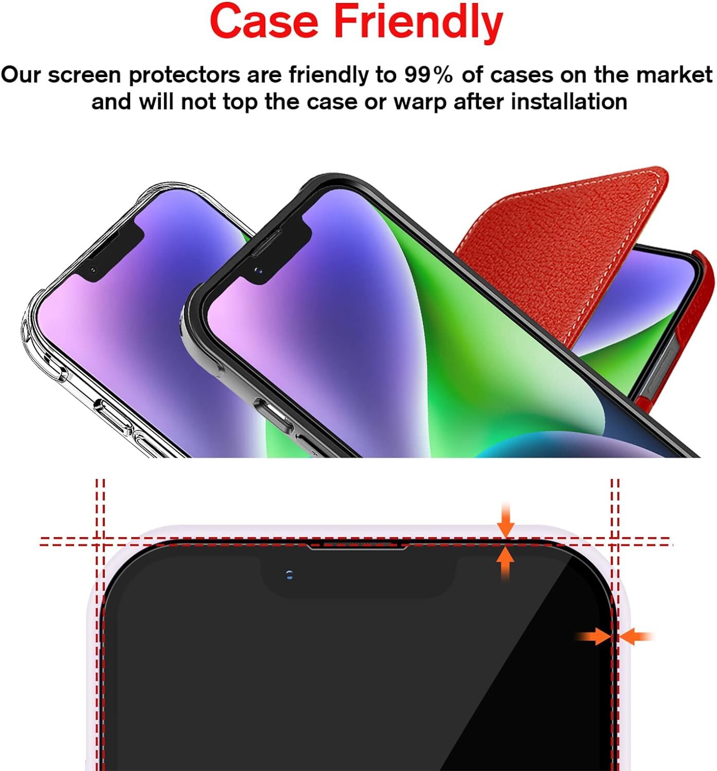 2 pack EZ Kit Tempered Glass Screen Protector for iPhone 13 14 Pro Max Plus