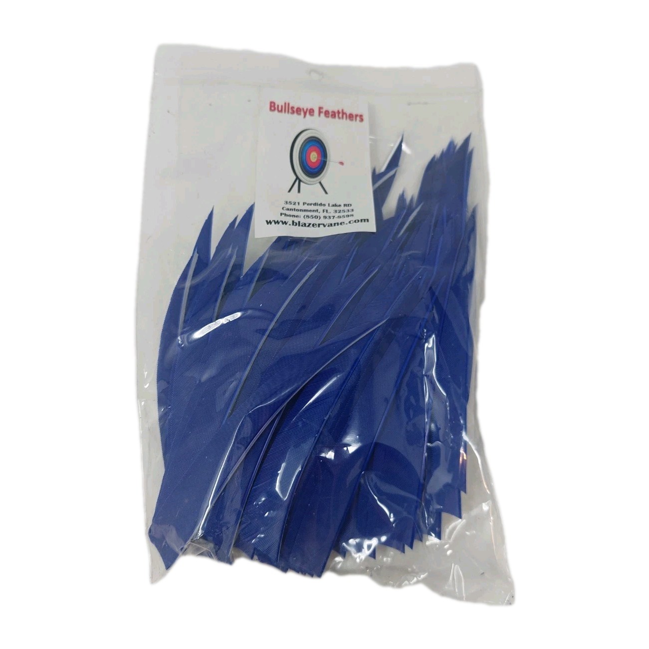100pk Bullseye Archery Feathers 5" Right Wing: Shield Solid Elite Blue