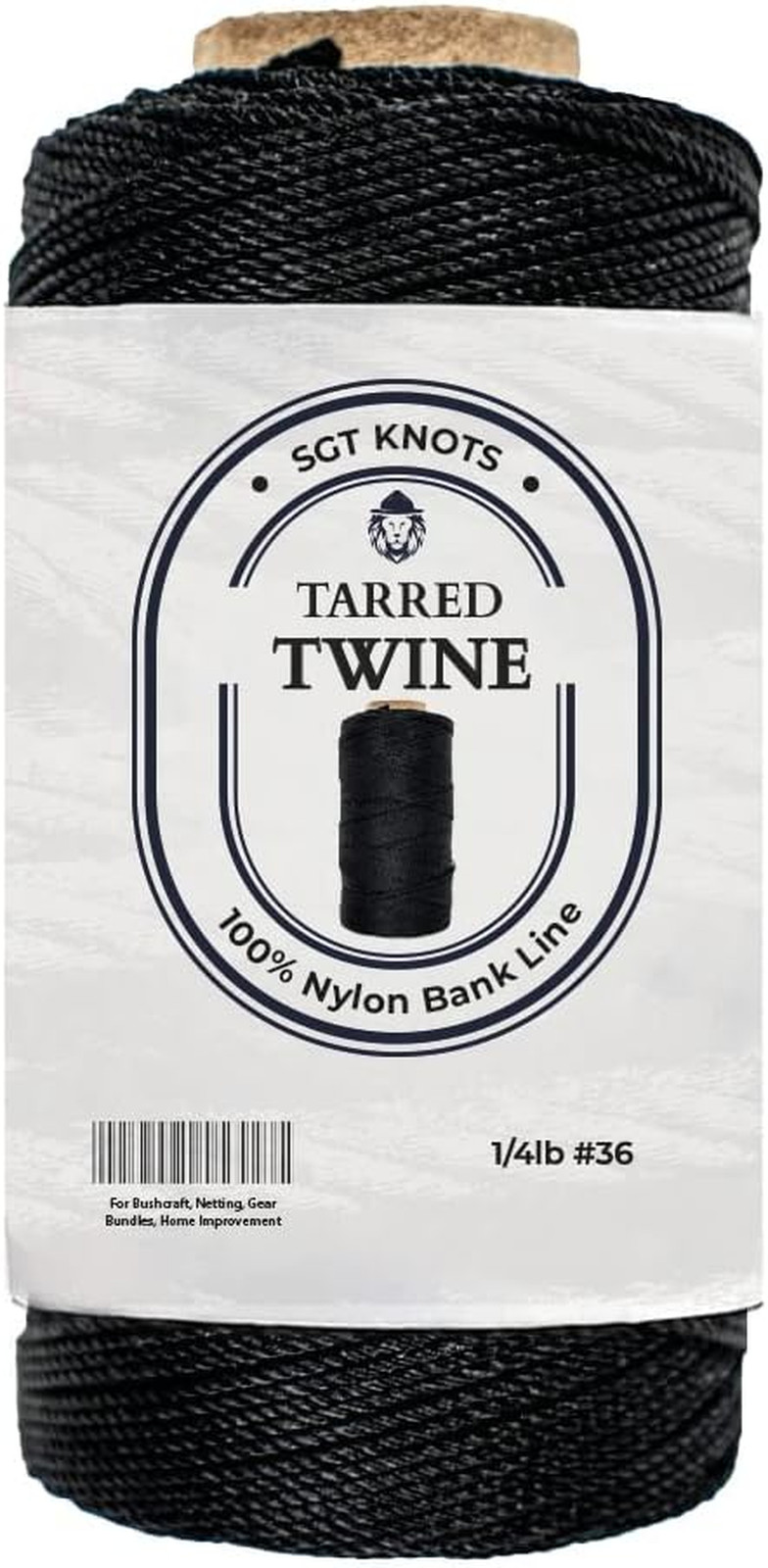 SGT KNOTS Tarred Twine - 100% Nylon Bank Line for Bushcraft, Netting, Gear Bundl