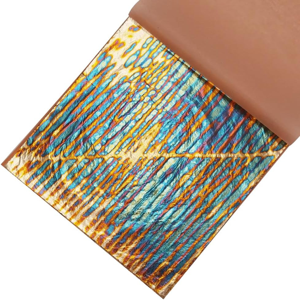 5.5" X 5.5" Imitation Gold Foil Variegated Metallic Leaf 25 Sheets for Arts and