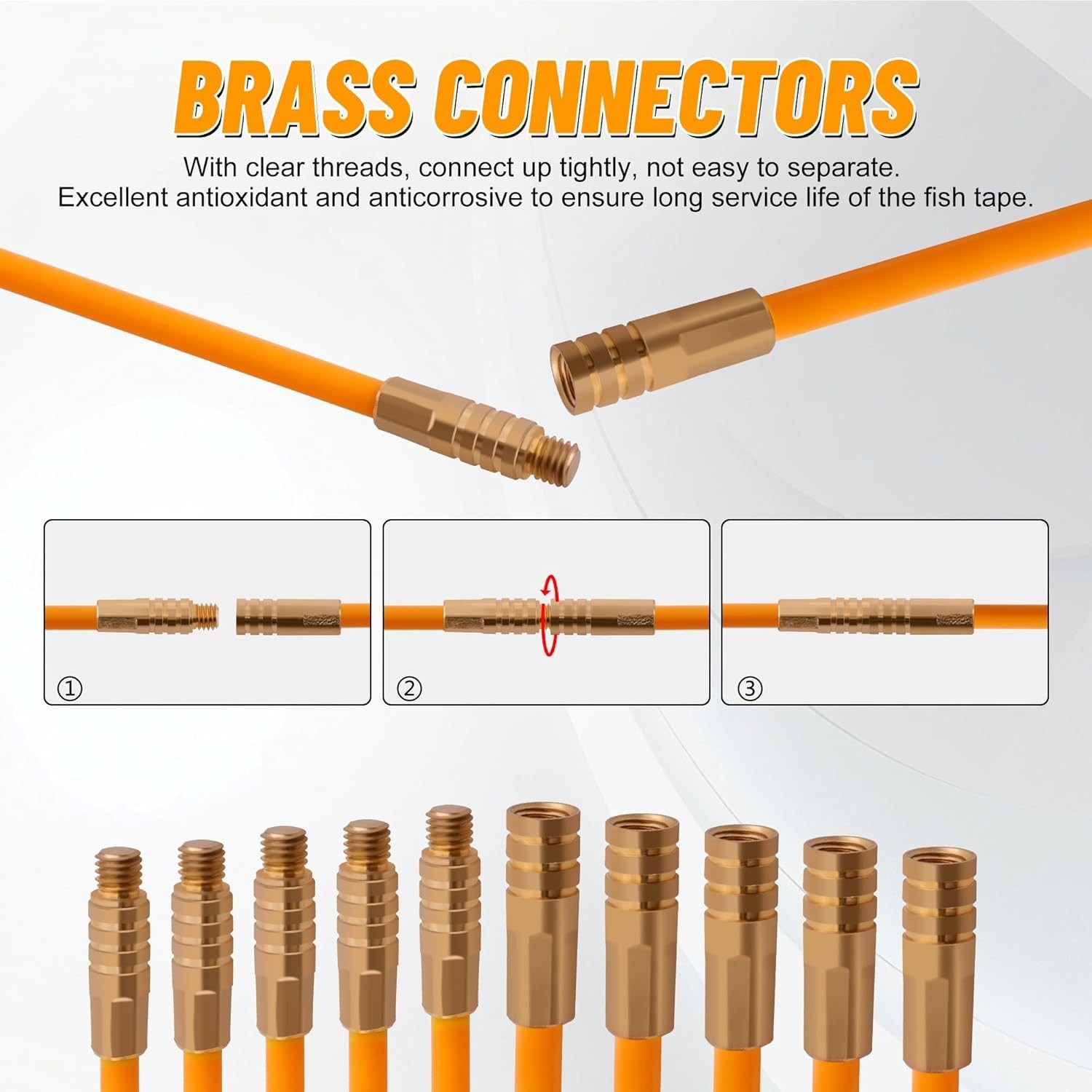 33FT Wire Puller Rods with Durable Fiberglass Material and Multiple Attachments