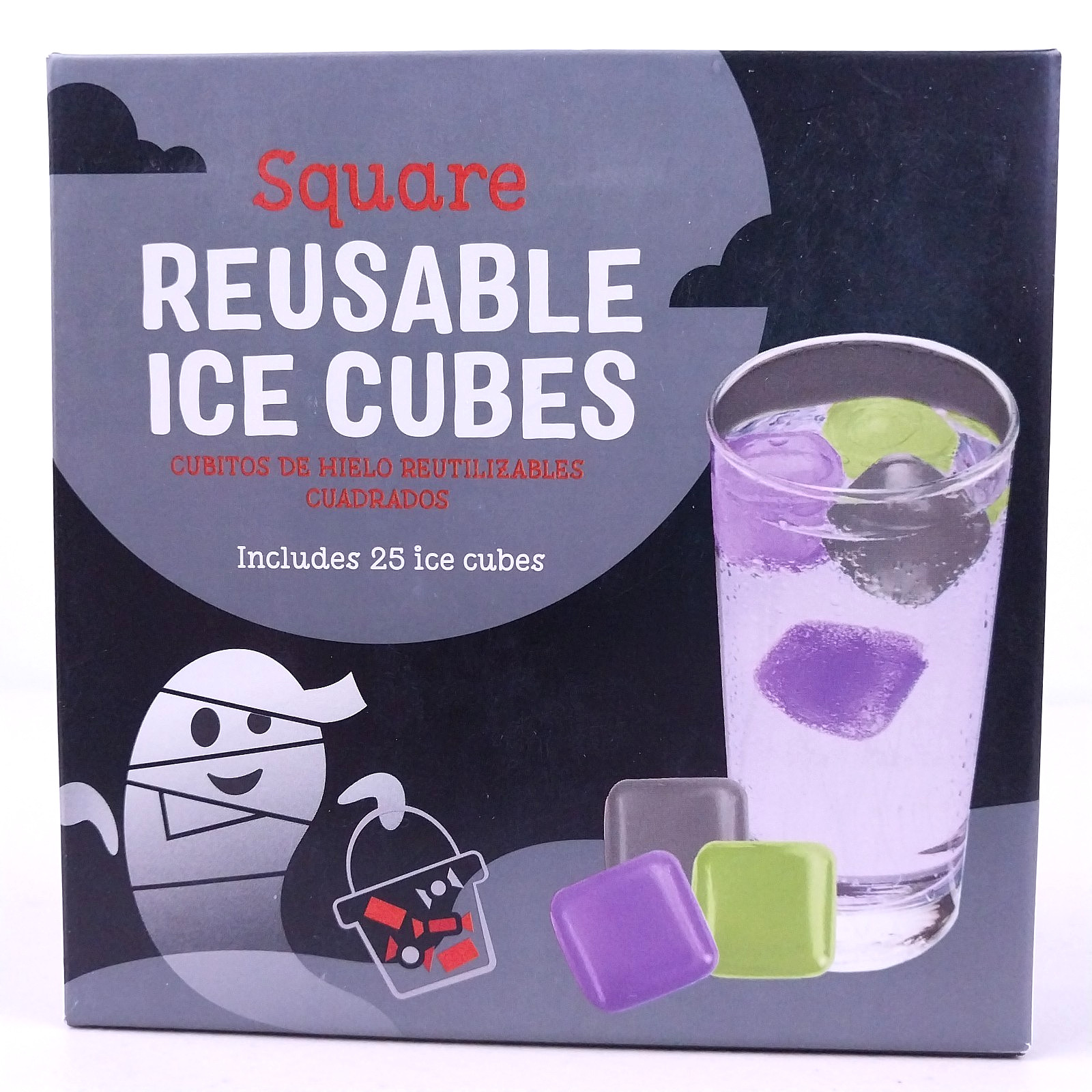 Square Reusable Ice Cubes 25 Purple Green Gray Halloween Themed Ice Cubes 2025