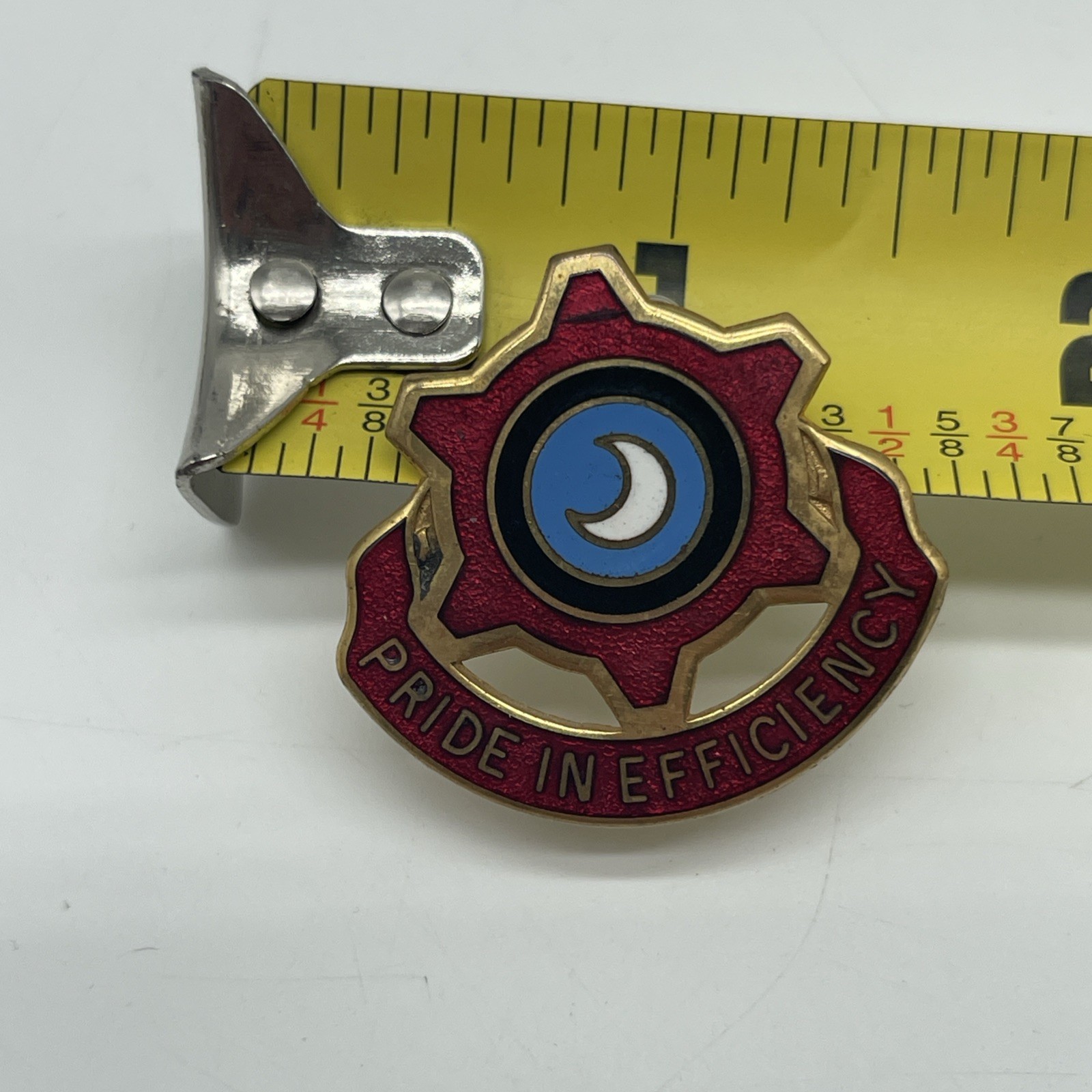 U.S. Military 751st Maintenance Battalion DI DUI Pin Clutch PRIDE IN EFFICIENCY