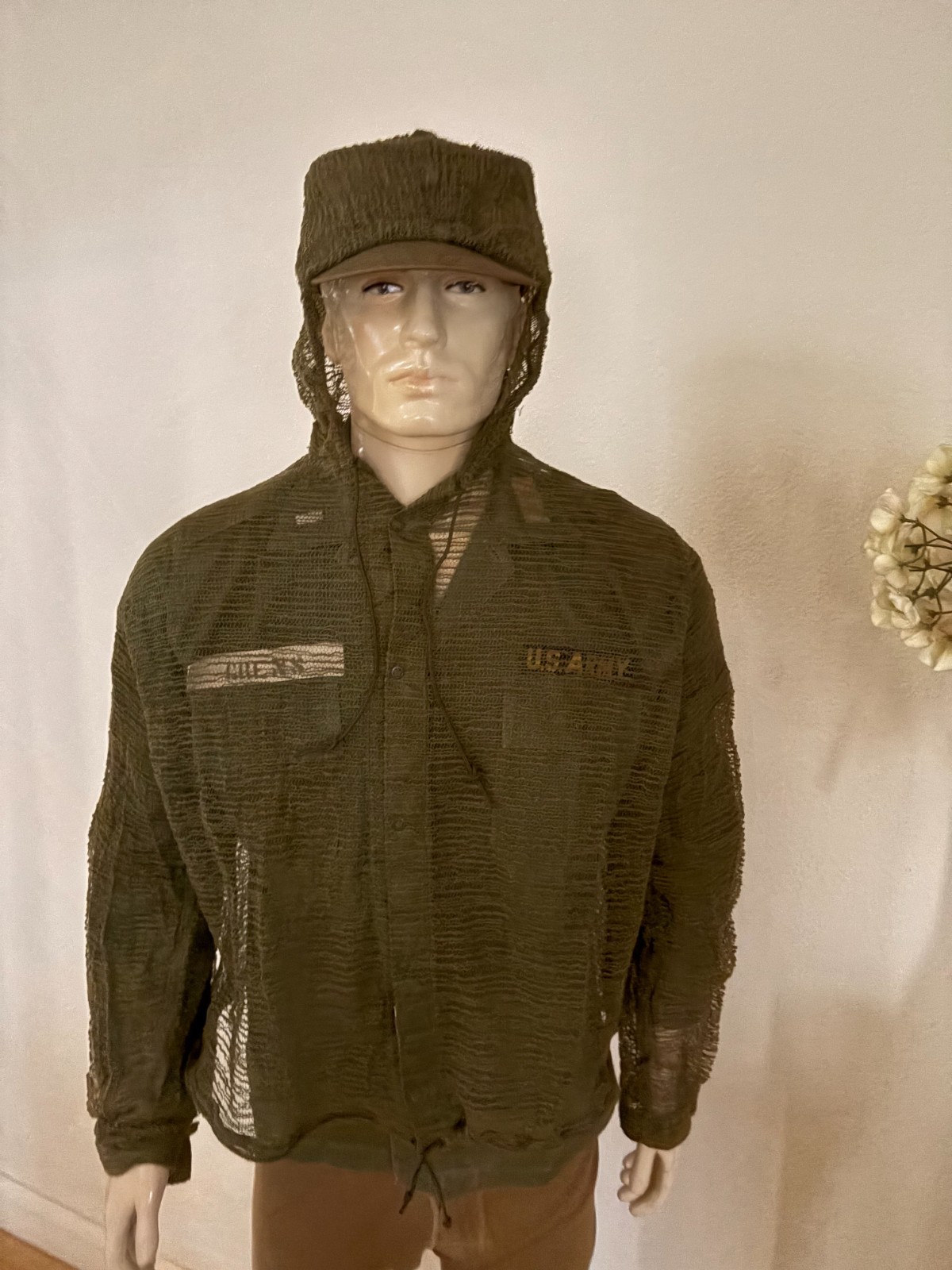 NEW UNISSUED US ARMY INSECT REPELLENT NET MESH JACKET (LARGE)