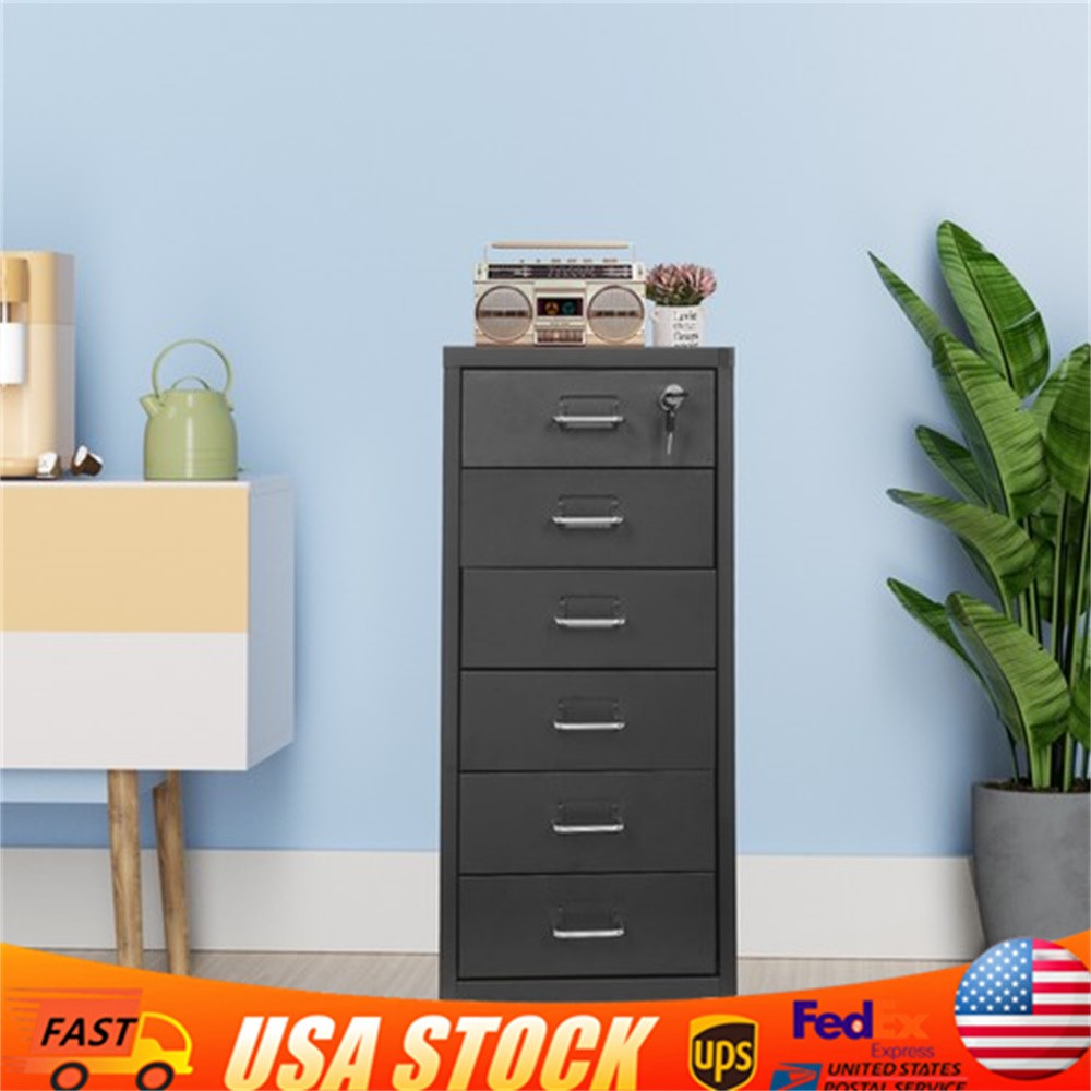 Black Vertical File Cabinet, Metal File Cabinet with Lock, Filing Cabinet NEW US