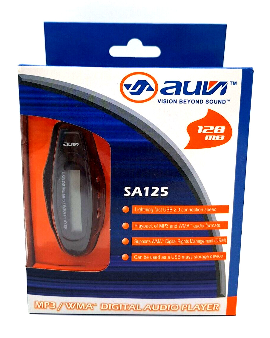 AUVI Technologies SA125 MP3 WMA Player USB New Sealed 128 MB 15+Hr Playback