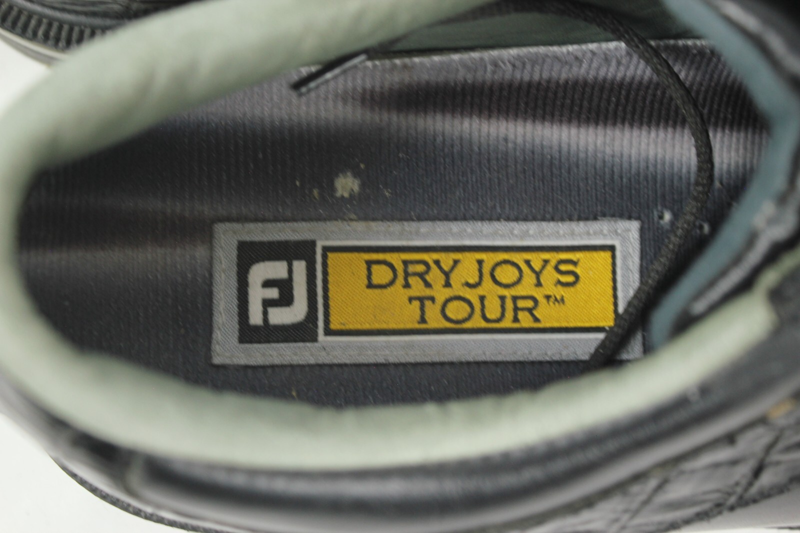 FOOTJOY DRYJOYS TOUR BLACK LEATHER WATERPROOF SPIKED GOLF SHOES SIZE 8.5 US VGC!