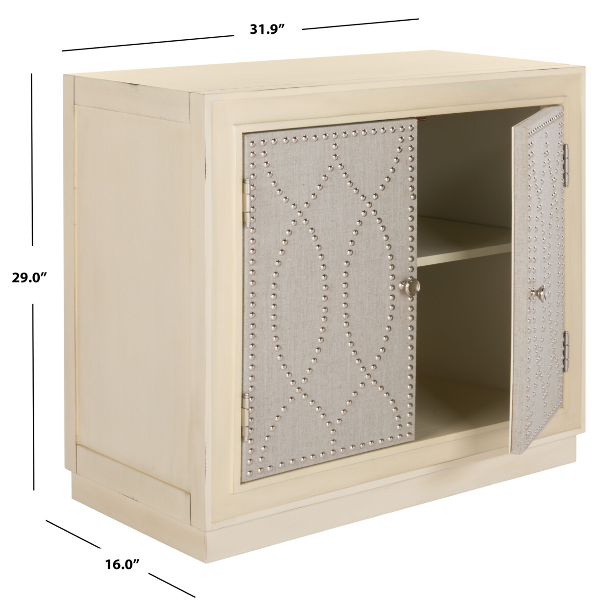 SAFAVIEH Yuna 2-Door Chest | Antique Beige / Light Grey |
