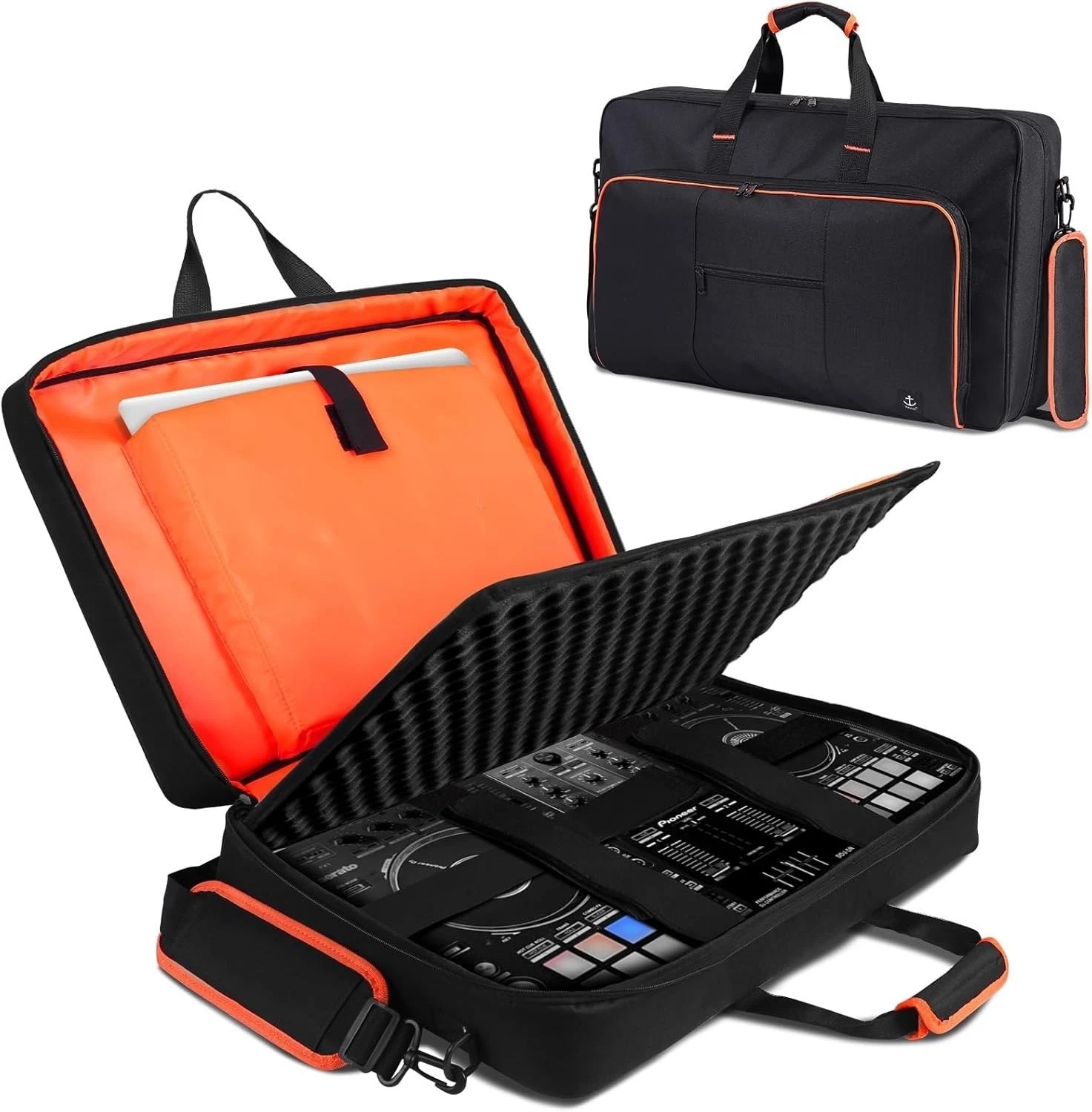 DJ Controller Case Nylon Padded Shoulder Bag for DJ Mixer Laptop Storage
