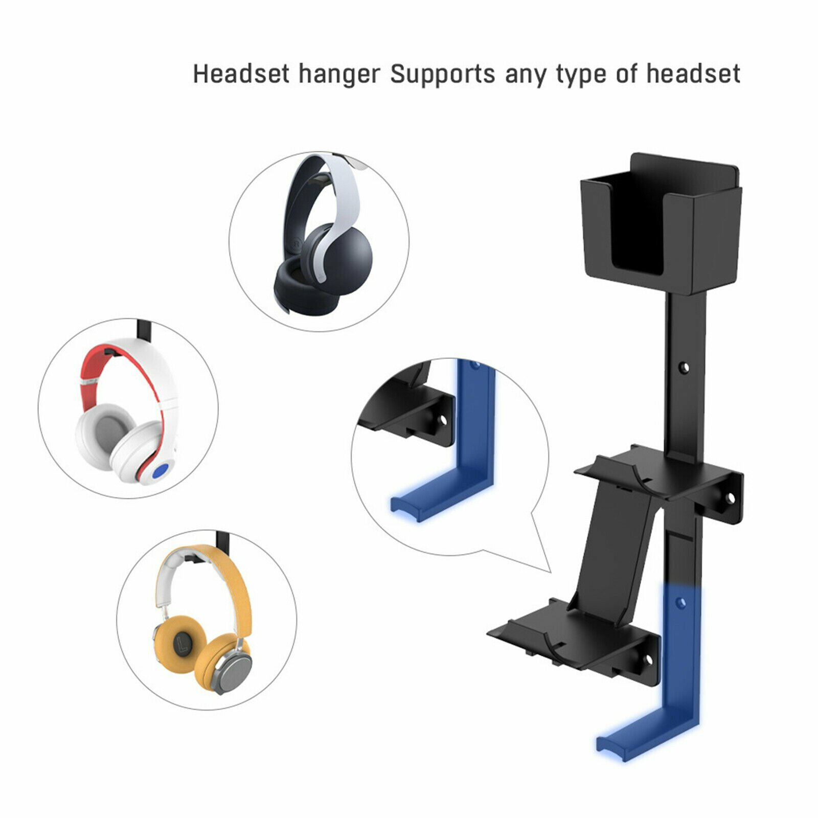 For PS5/PS4/XBox/Nintendo Switch Controller&Headphone Wall Mount Holder CBY