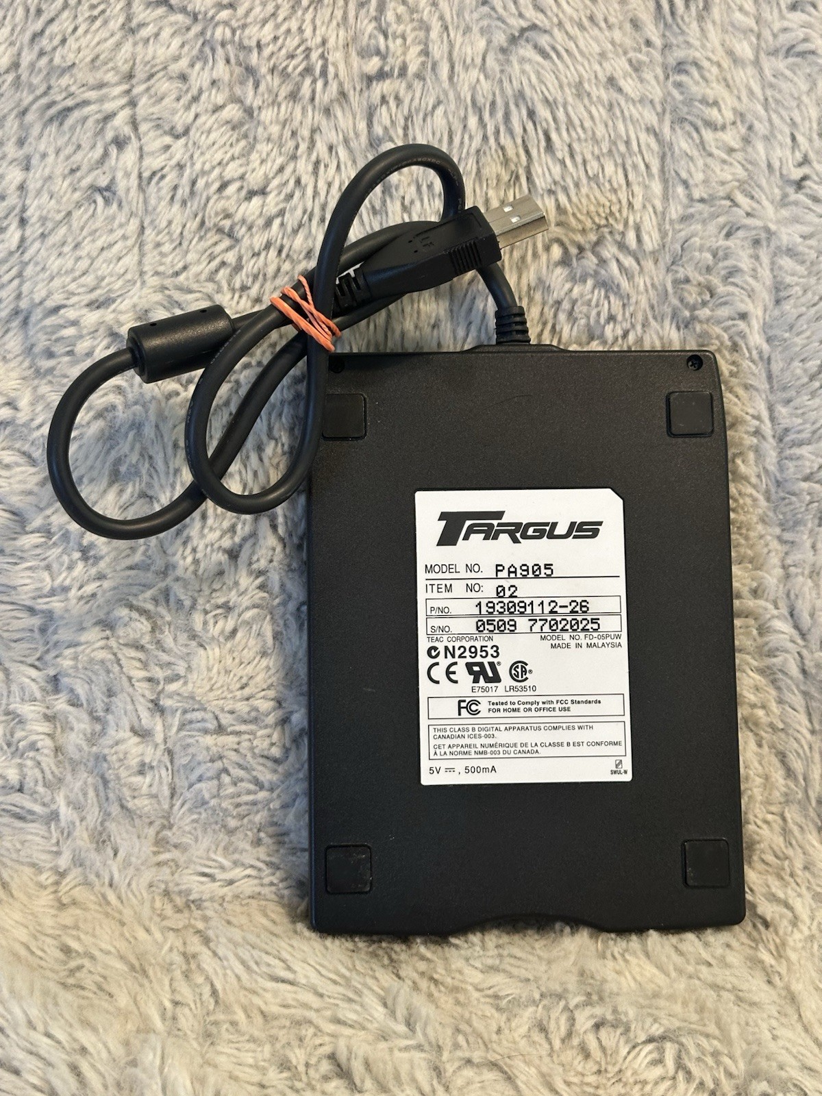 Targus PA905 External Floppy Disc Drive - Tested And Working