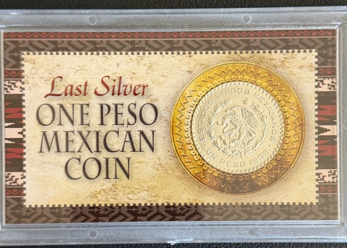 1966 - Last Silver One Peso Mexican Coin - Uncirculated In Protective Hard Case