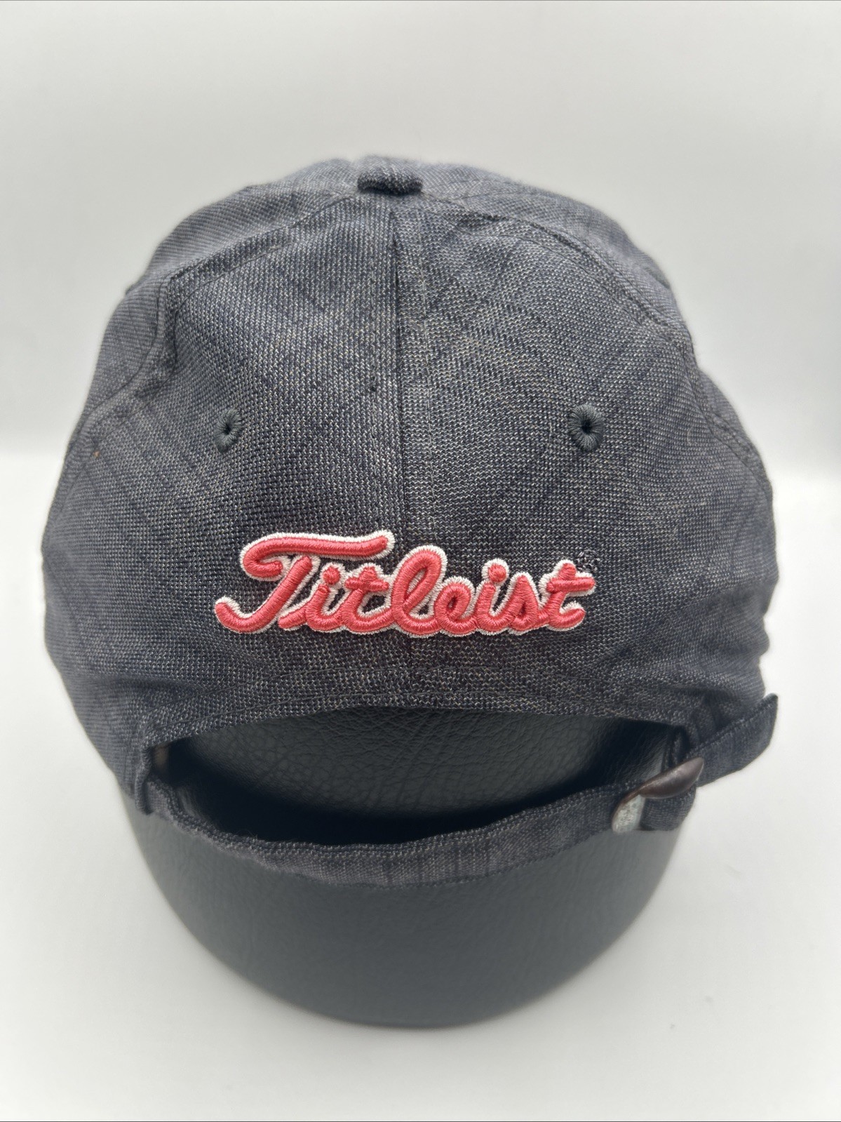 Titleist Golf Hat Cap Gray Black Pinkscript Wool Blend Strapback OSFM H95