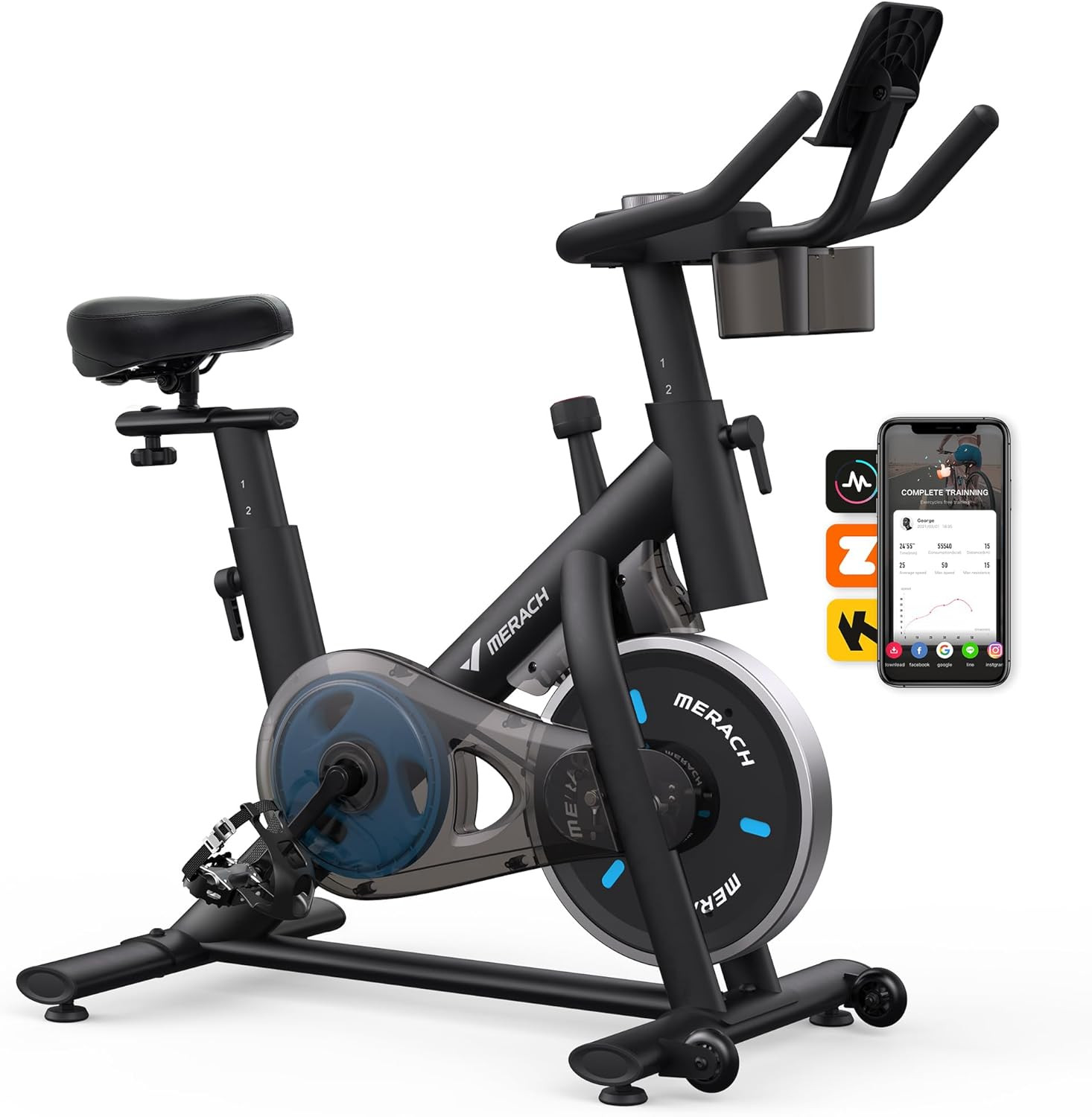 Exercise Bike, Brake Pad Stationary Bike with Exclusive App, Low Noise Indoor Cy