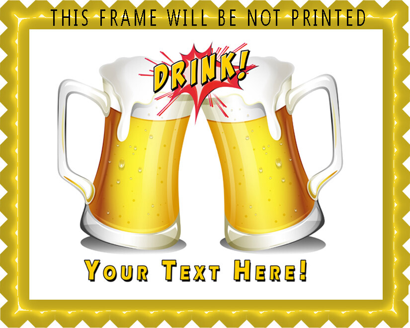 Beers with drink flash icon - Edible Cake Topper or Cupcake Topper