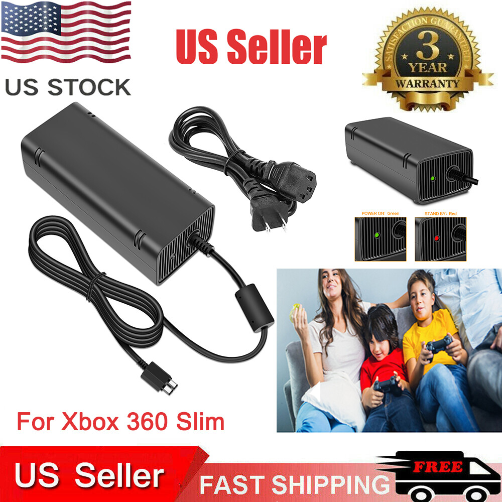 Replacement Charger For Xbox 360 Slim Power Supply Adapter+ Power Cord Cable US