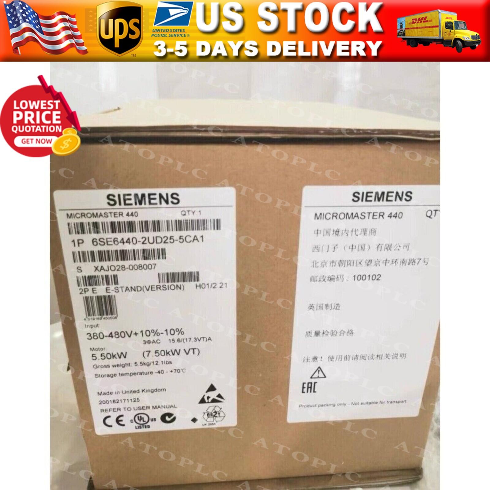 New Siemens 6SE6440-2UD25-5CA1 MICROMASTER440 without filter 6SE6 440-2UD25-5CA1