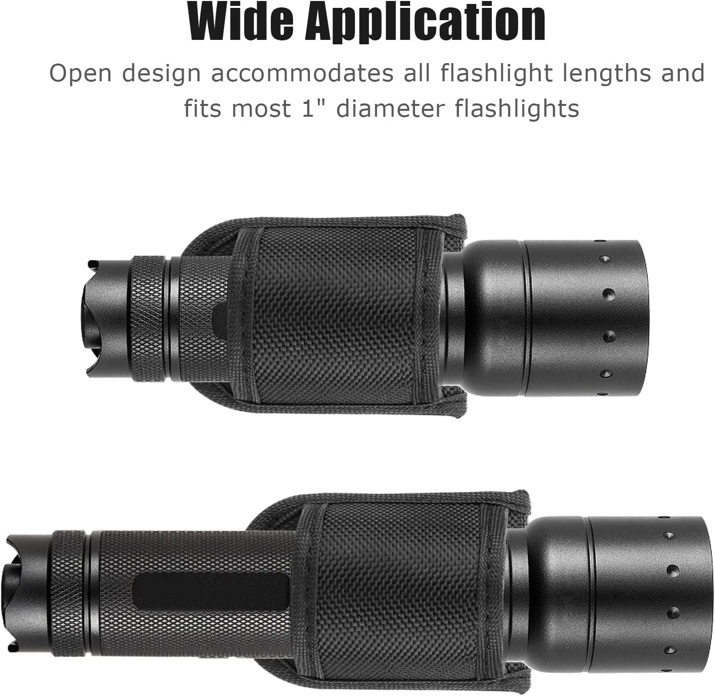 Flashlight Holster for Duty Belt, Open Top D Cell Compact Light Holder Case, Nyl