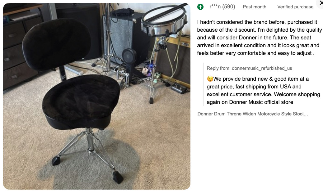 Donner Drum Throne With Backrest Motorcycle Style Stool Stable Adjustable Height
