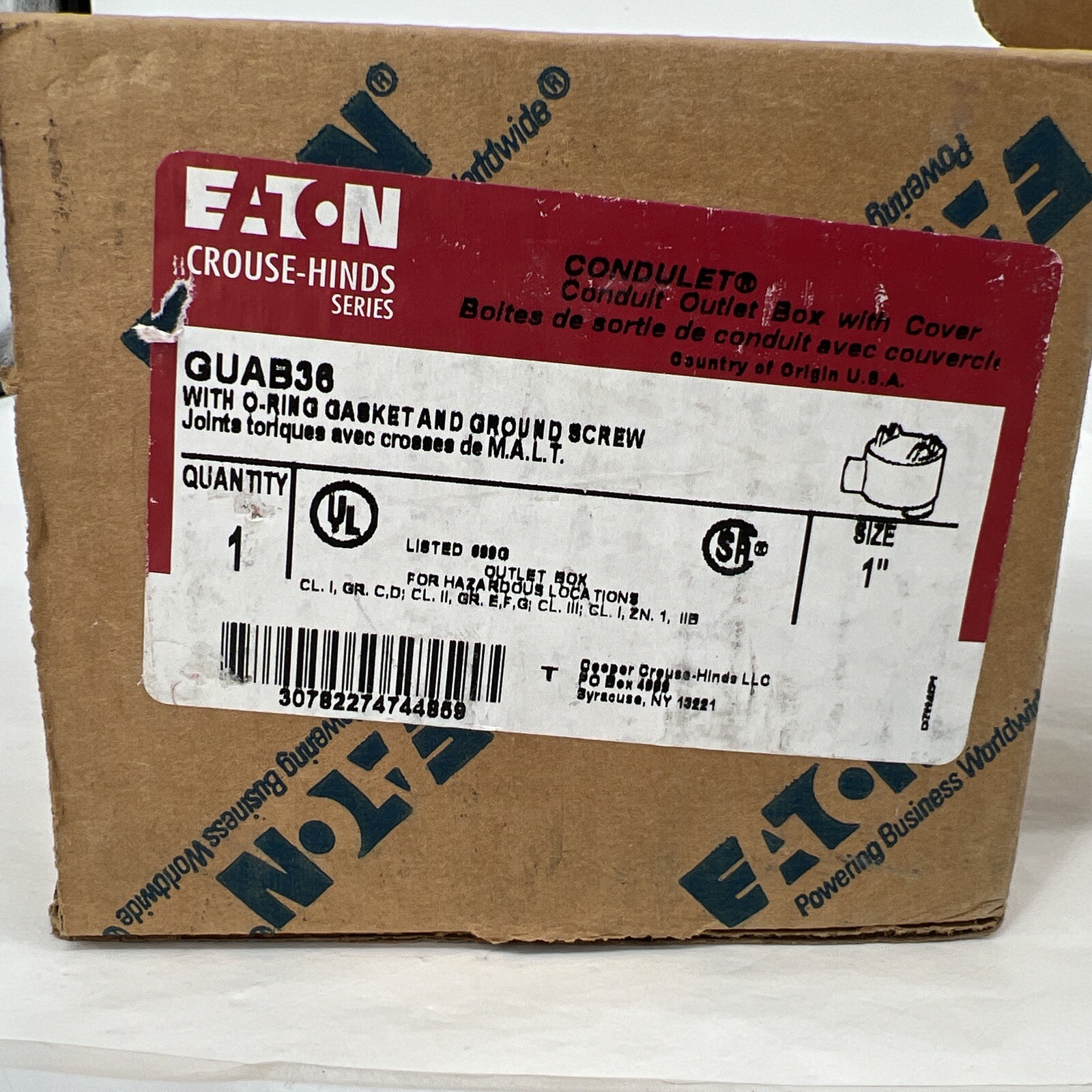 Eaton Condulet GUA Conduit Outlet Box with Cover 1" GUAB36