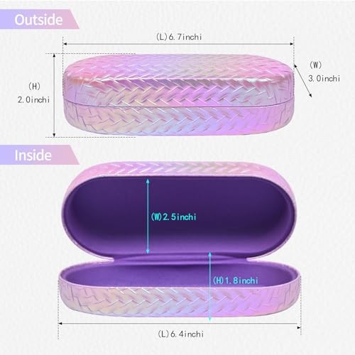 2 PACK Large Hard Shell Sunglasses Case, Protective Case For Braid-pink+blue
