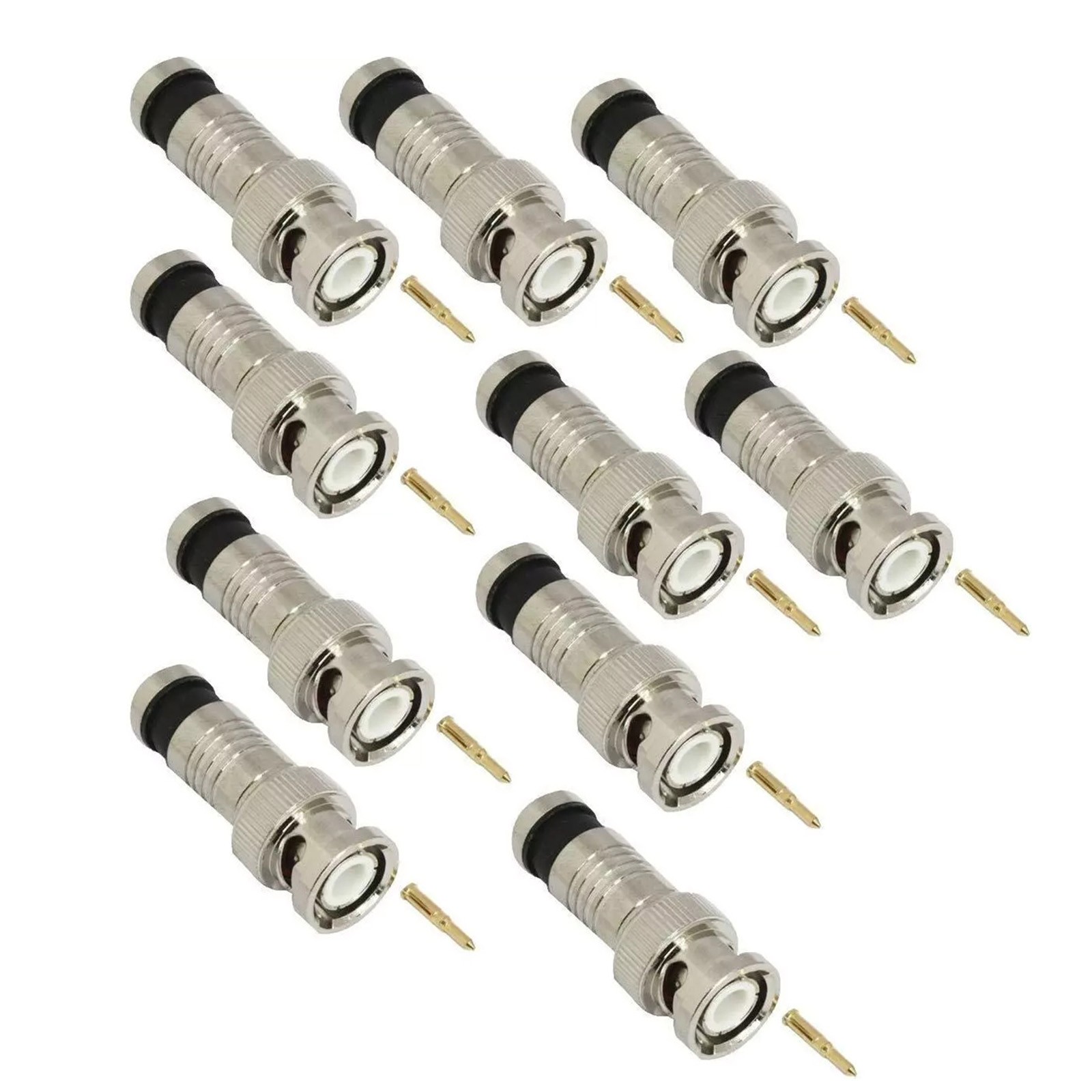 10PCS Durable BNC Compression Connector Adapter for CCTV Camera RG6 Coax Cables